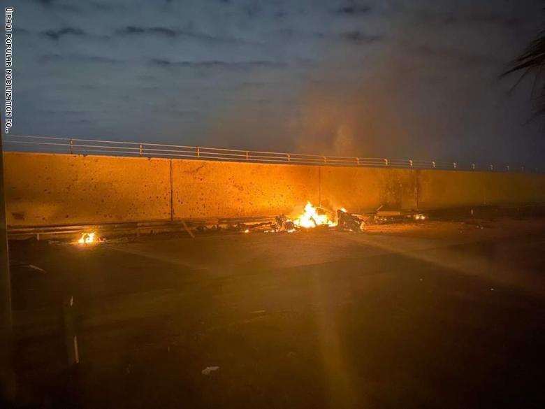 الصور الأولى لمقتل قاسم سليماني والمهندس بضربة أمريكية